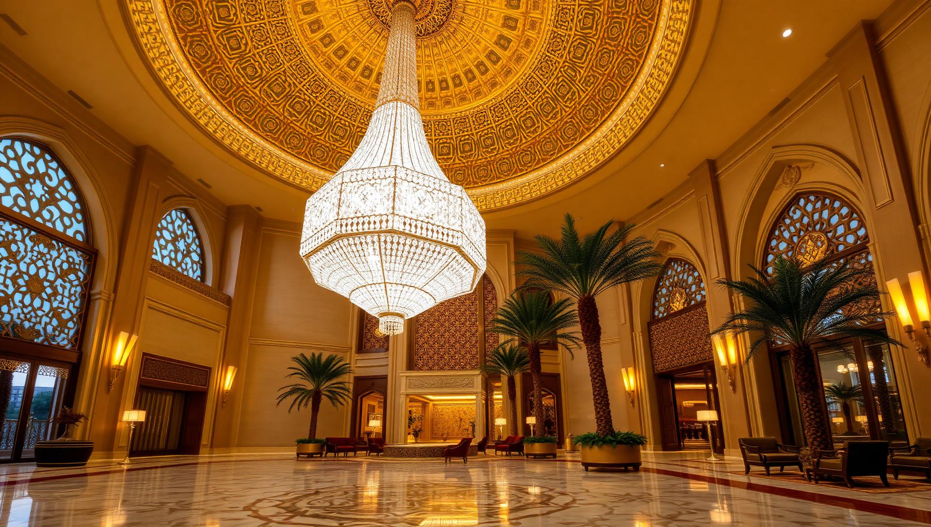 Arabia Grand Palace Hotel Dubai — Grand Lobby Bespoke Crystal Lighting